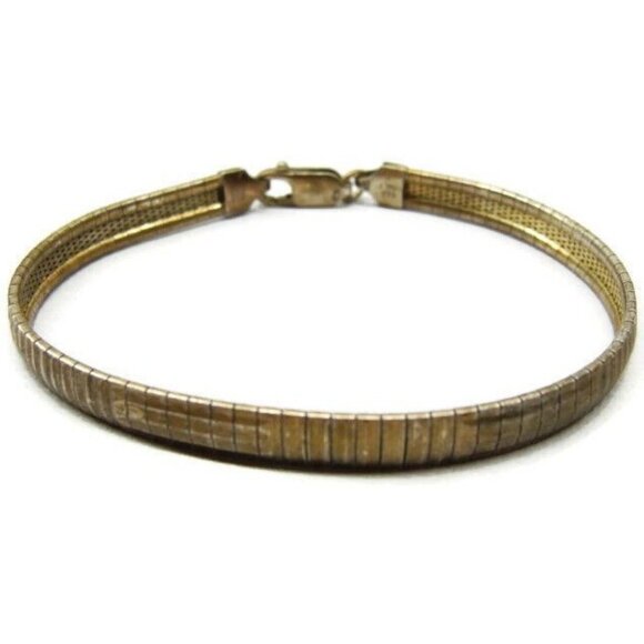 7 3/8" Long Designed Link Sterling Silver 925 Made In Italy Vintage Bracelet - Picture 4 of 10